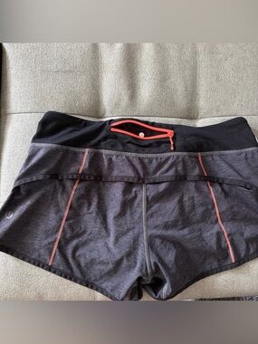 Lululemon Speed Up Shorts Heather Gray Neon Orange Running Lined Women’s Size 6